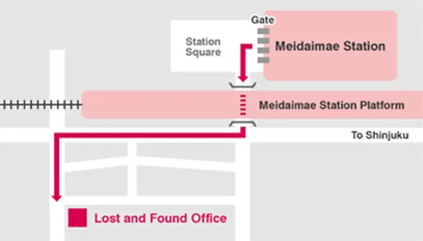 京王線 明大前駅からお忘れ物取扱所までの地図