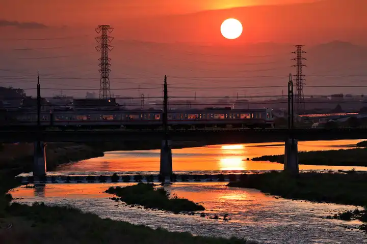 多摩川夕景の写真