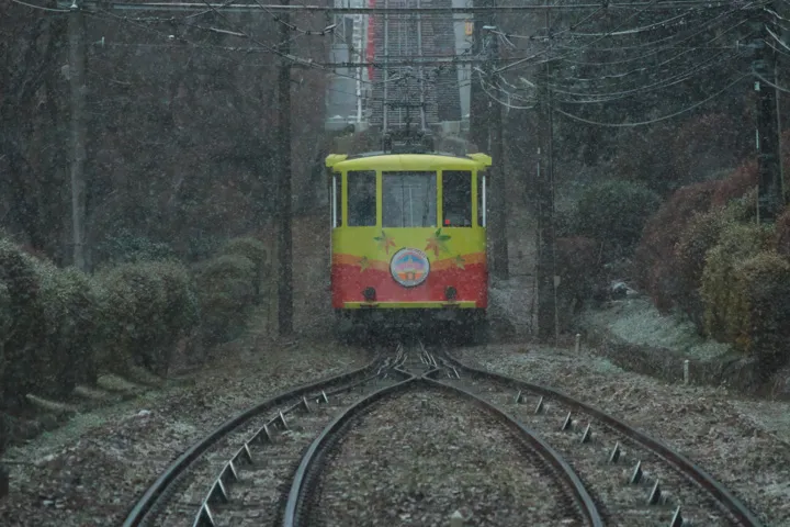 雪降る中での写真