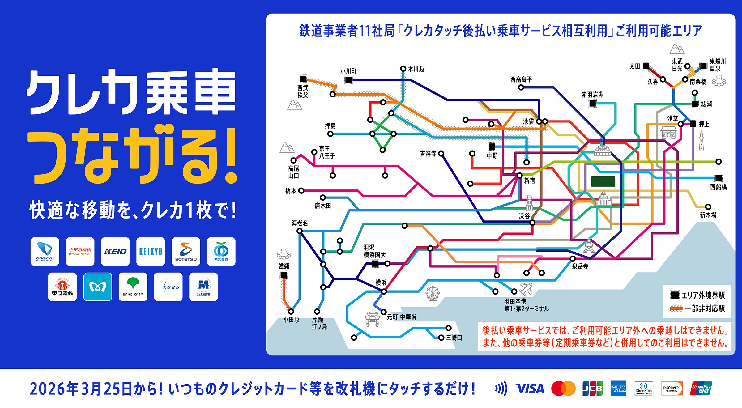クレカ乗車つながる！快適な移動を、クレカ1枚で！