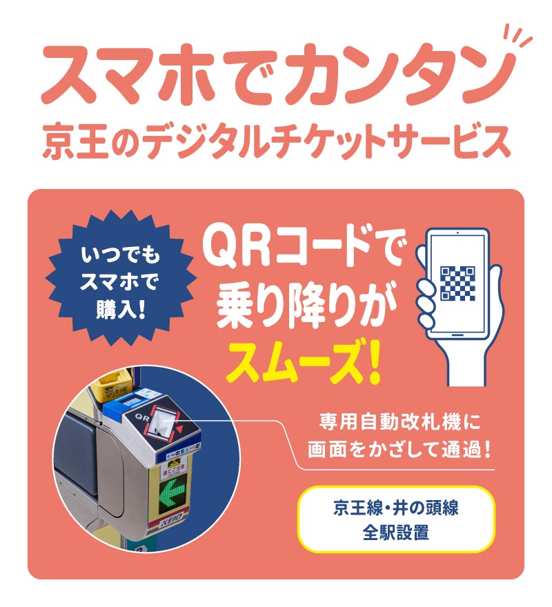 スマホでカンタン 京王のデジタルチケットサービス QRコードで乗り降りがスムーズ!