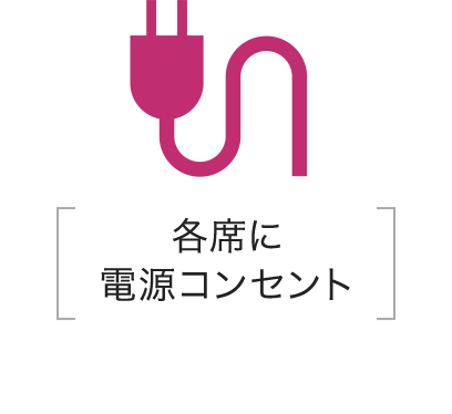 各席に電源コンセント